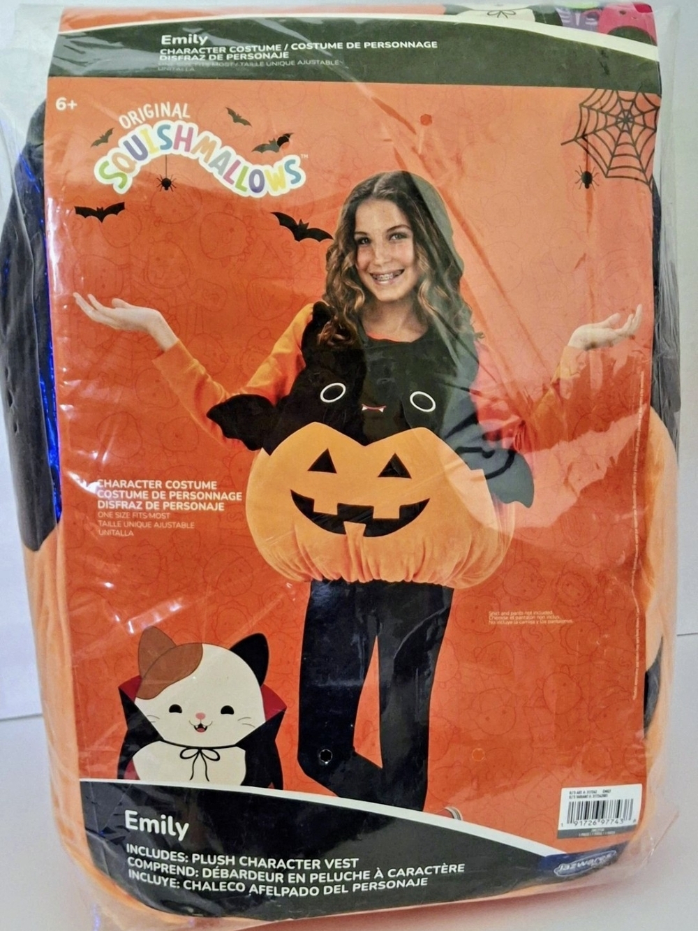 Squishmallows Emily Pumpkin Costume Vest - Orange & Black